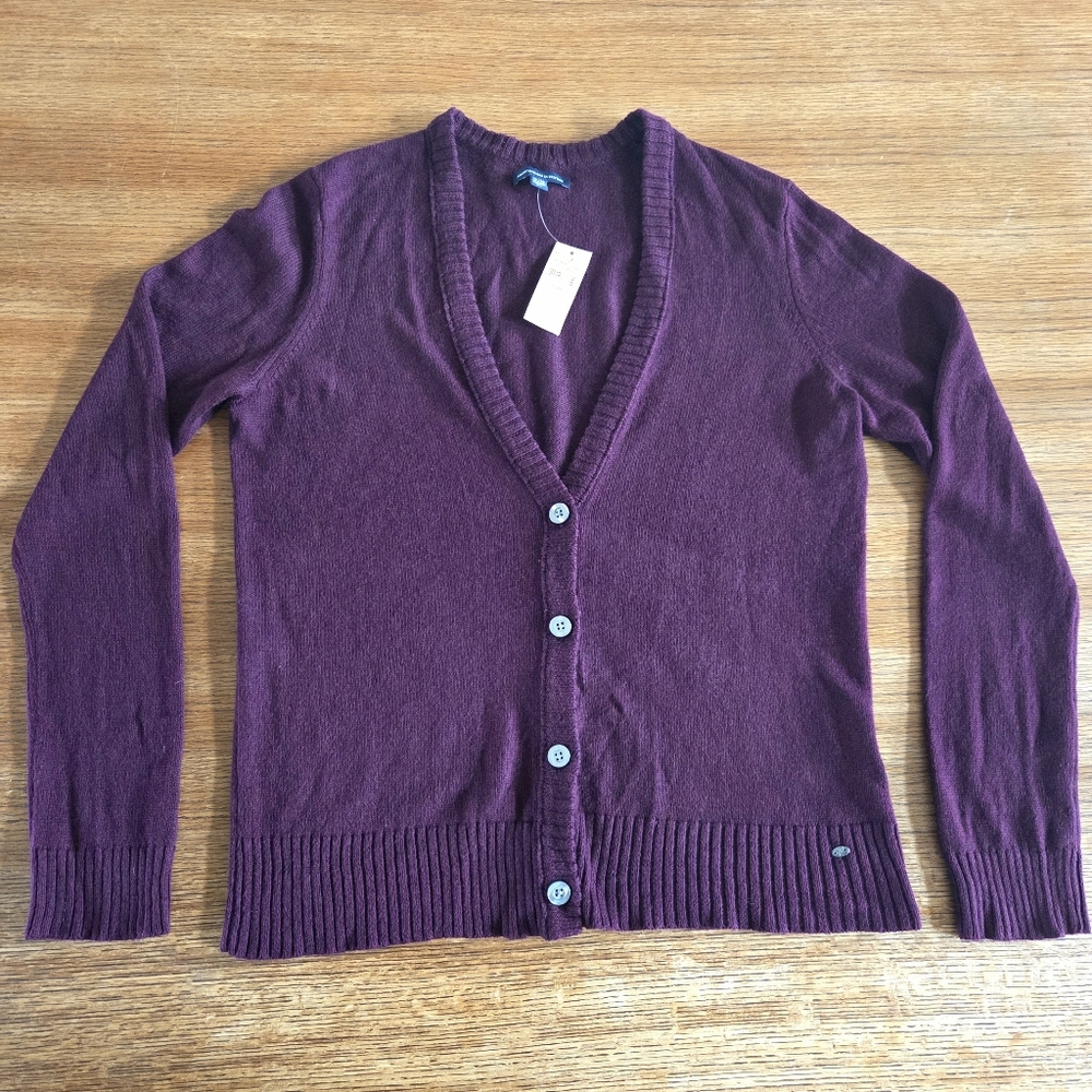 NWT American Eagle Women's V Neck Cardigan In Dark Purple